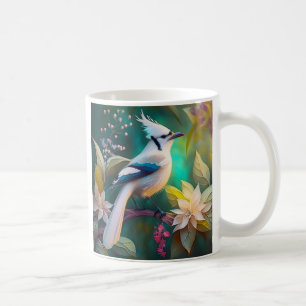 Mug White Tufé Turquoise Wing Jay Imaginaire Bird