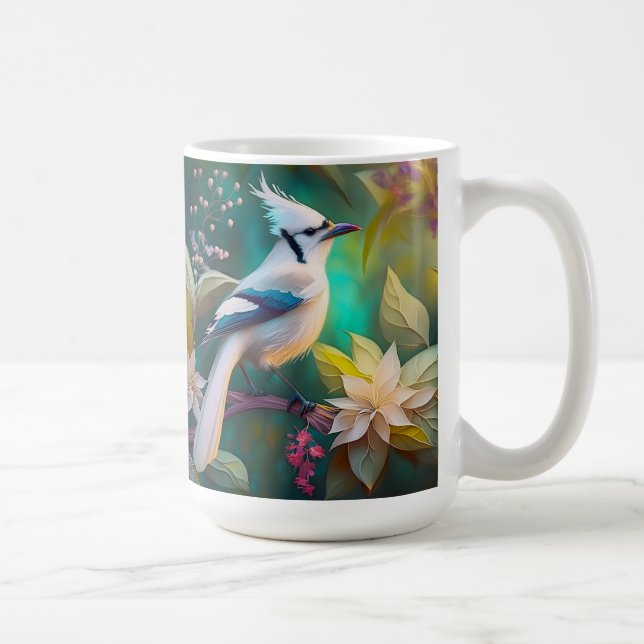 Mug White Tufé Turquoise Wing Jay Imaginaire Bird (Droite)