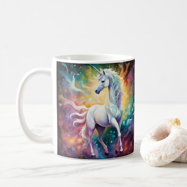 Mug White Wonder : La licorne blanche spectrale (Avec donut)