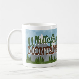 Mug Whitefish Montana Fun Retro Snowy Mounts
