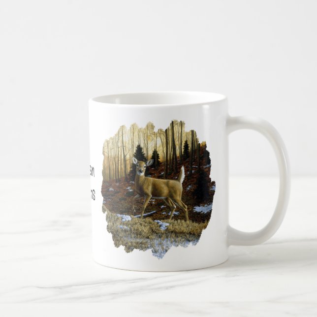 Mug Whitetail Deer Doe dans la forêt d'automne (Droite)
