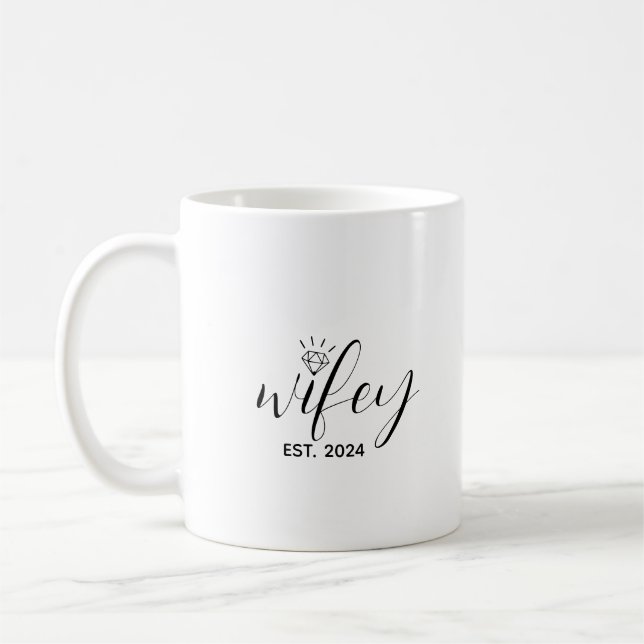 Mug Wifey personnalisé année de mariage Anniversaire d (Gauche)