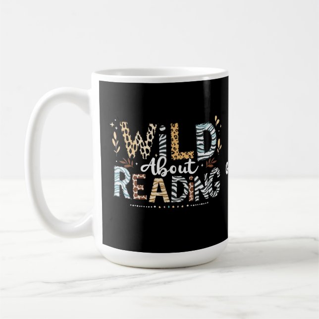 Mug Wild About Reading Book Lover & Animal Design (Gauche)