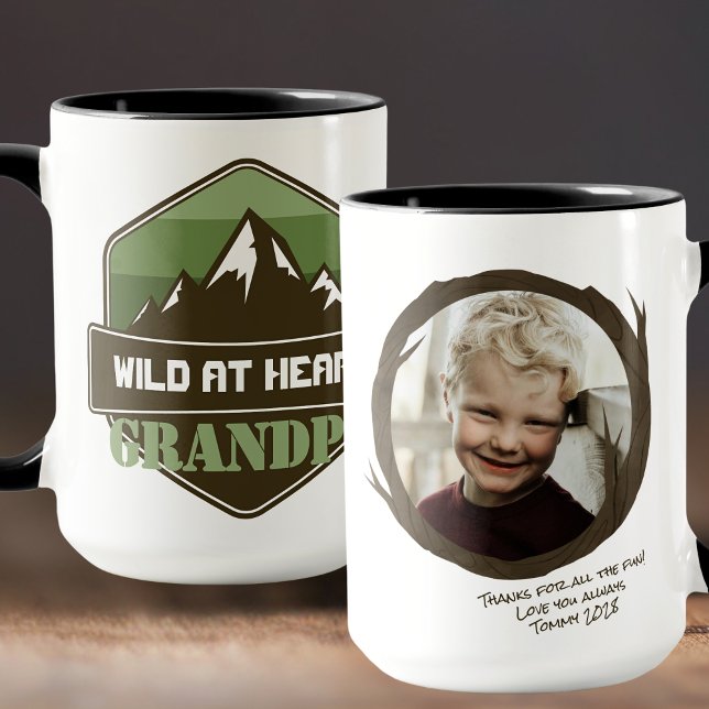 Mug Wild at at Heart Cadeau photo personnalisé (Wild at Heart Camo Outdoor Adventurer Personalized Mug. Available in a variety of colors and styles!)