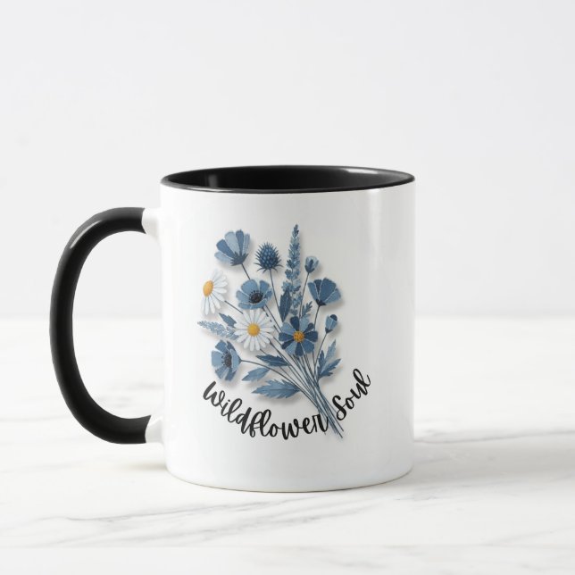Mug Wildflower Soul Blue Floral Art (Gauche)