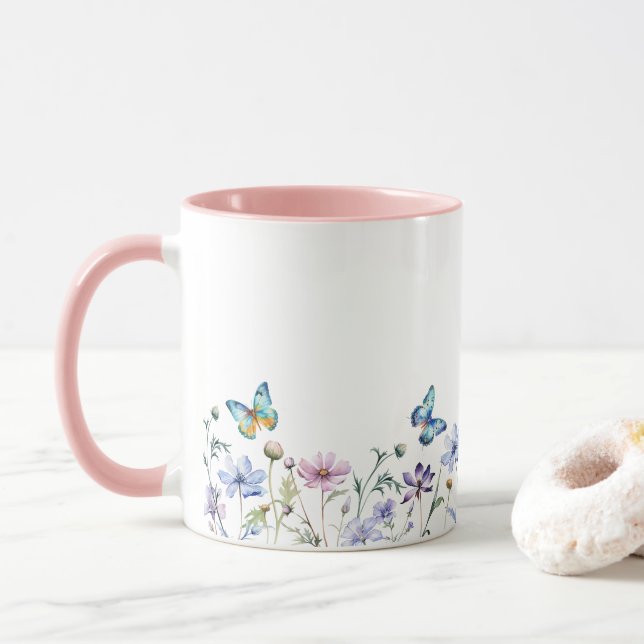 Mug Wildflowers and Butterflies Border  (Avec donut)