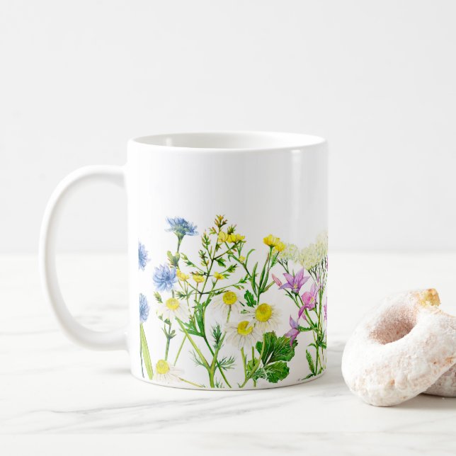 Mug Wildflowers Floral, Botanical Garden, Colorful gif (Avec donut)