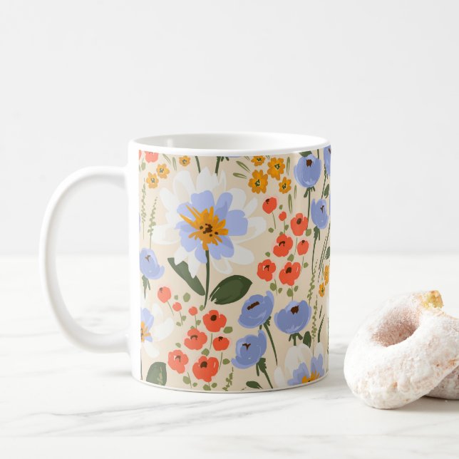Mug Wildflowers Floral, Botanical Garden, Colorful gif (Avec donut)