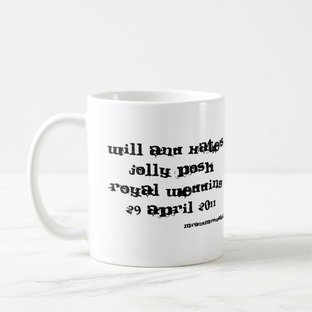 Mug William et mariage royal snob gai 2011 de Kate (Gauche)