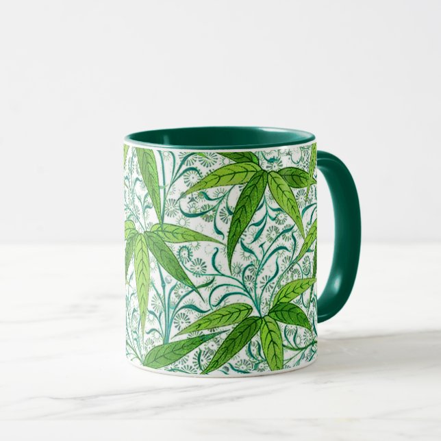 Mug William Morris Bamboo Imprimer, vert et blanc (Devant droit)
