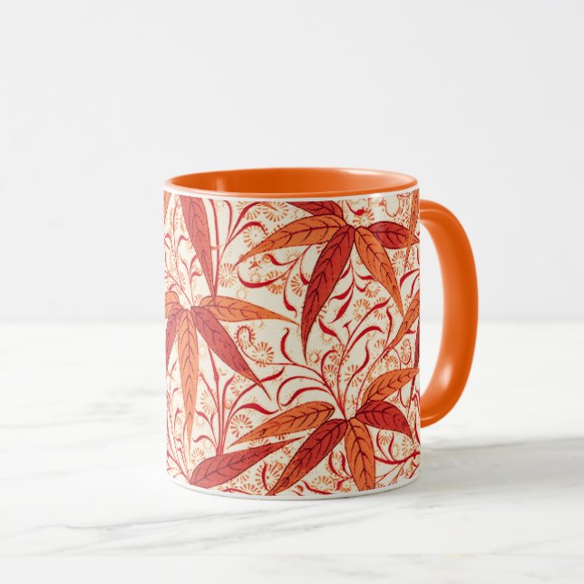 Mug William Morris Bamboo Print, Mandarin Orange (Devant droit)