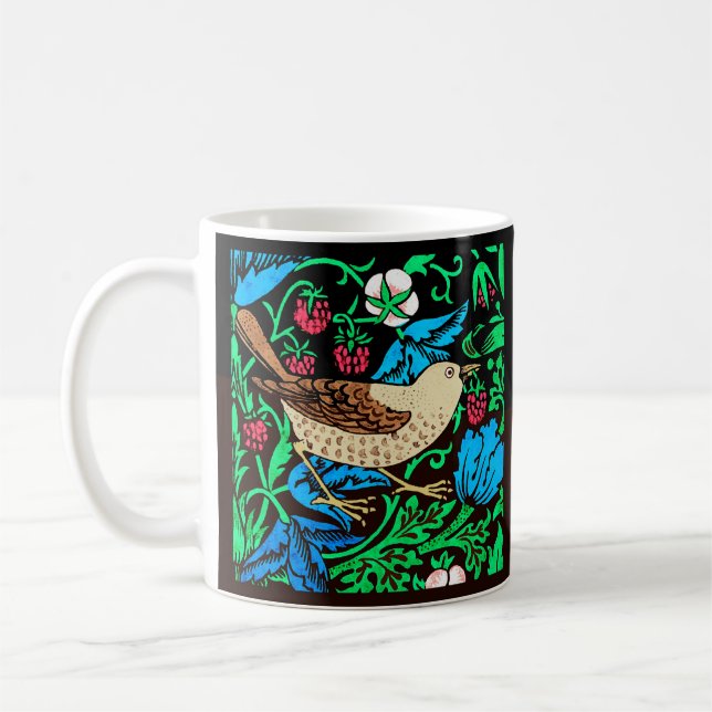 Mug William Morris Bird & Flower Tile, bleu et noir (Gauche)