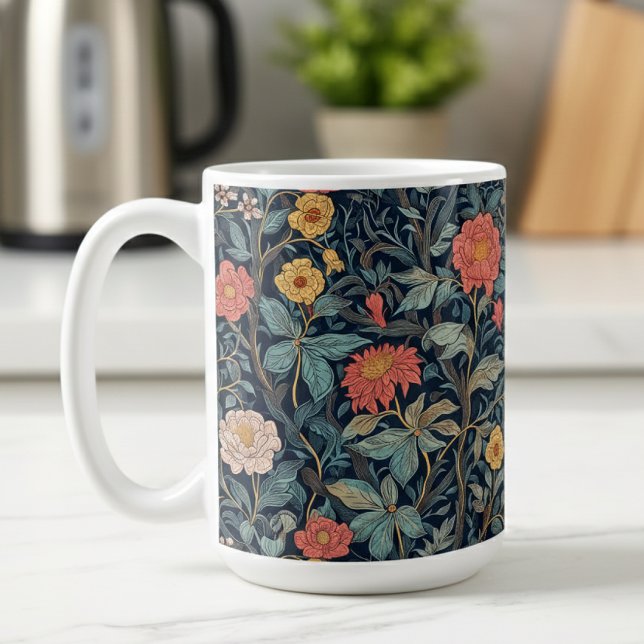 Mug William Morris Bleu Sarcelle Arts & Crafts Floral (Créateur téléchargé)