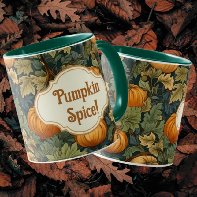 Mug William Morris Citrouille d'automne épice personna (2 sizes. Personalize it!)