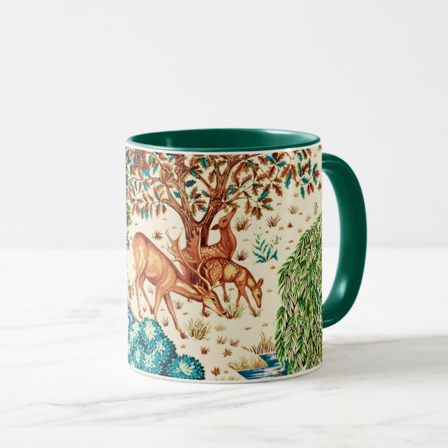 Mug William Morris Deer par un Brook Beige et vert  (Devant droit)