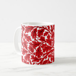 Mug William Morris Feuilles de chêne, rouge profond et