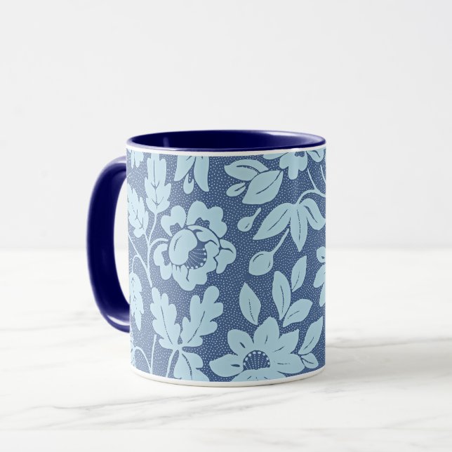 Mug William Morris, fleurs bleues vintages, (Devant gauche)
