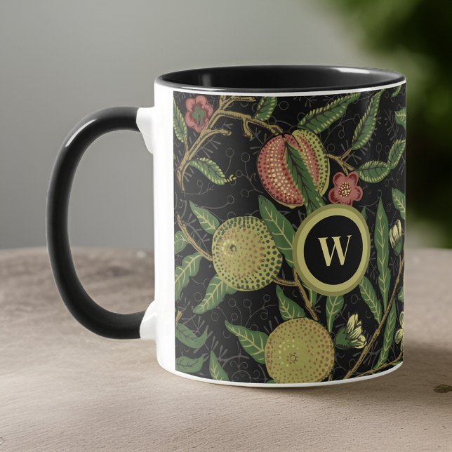 Mug William Morris Fruit Motif avec Monogram Initial (Créateur téléchargé)