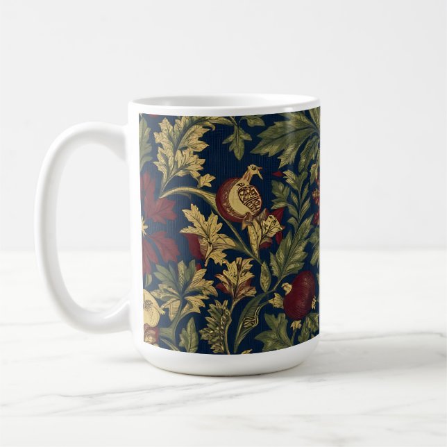 Mug William Morris Grenade Fleurs Marine Motif (Gauche)