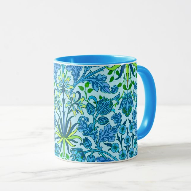 Mug William Morris Hyacinth Print, Cerulean Blue (Devant droit)