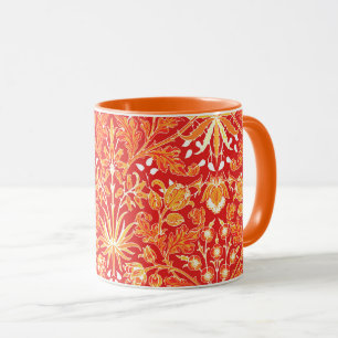 Mug William Morris Hyacinth Print, Mandarin Orange