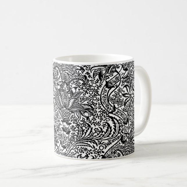 Mug William Morris Indien, blanc et noir (Devant droit)