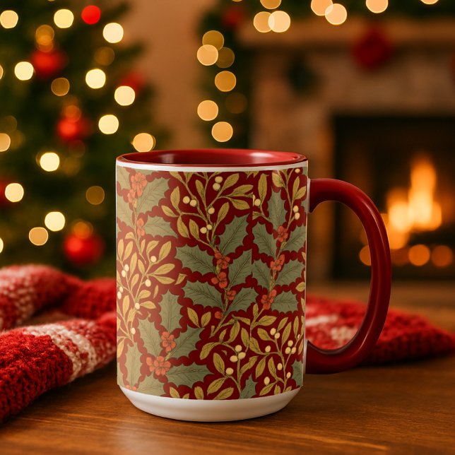 Mug William Morris Inspiré Holly & Mistletoe (Créateur téléchargé)