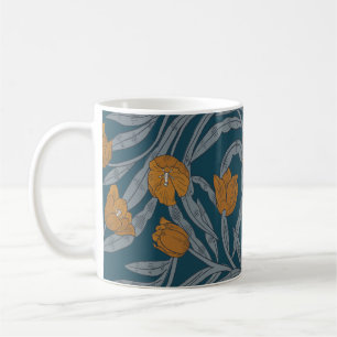 Mug William Morris Inspiré Motif Floral Sombre
