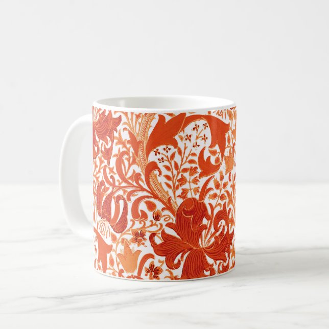 Mug William Morris Iris et Lily, Mandarin Orange (Devant gauche)