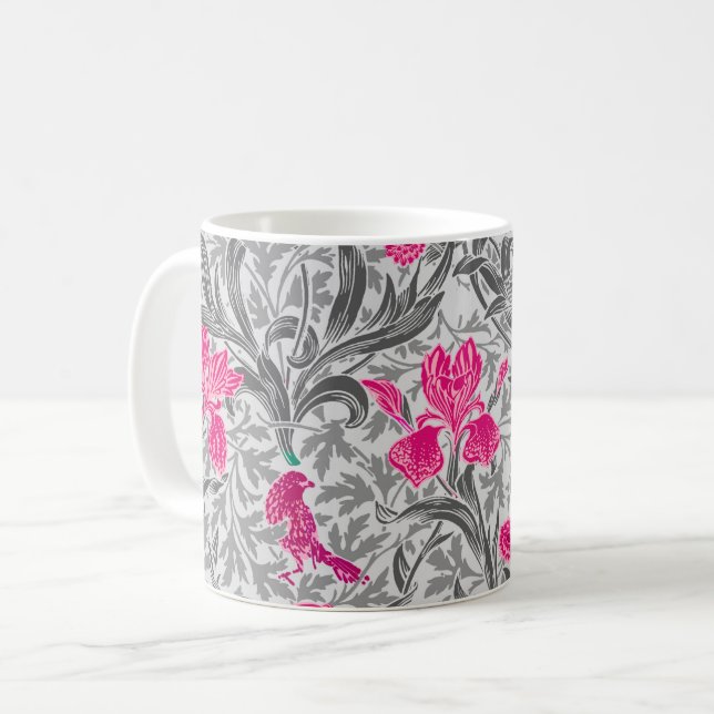 Mug William Morris Irises, rose et gris argenté / gris (Devant gauche)