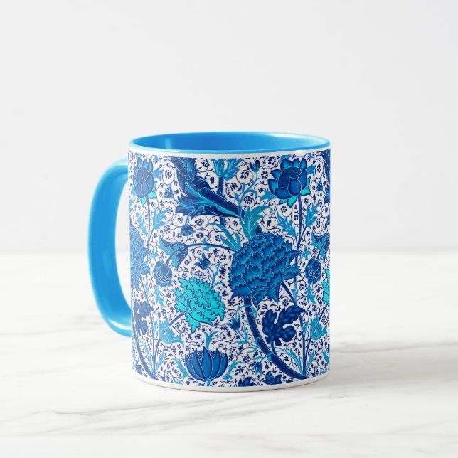 Mug William Morris Jacobean Floral, Bleu de Cobalt (Devant gauche)