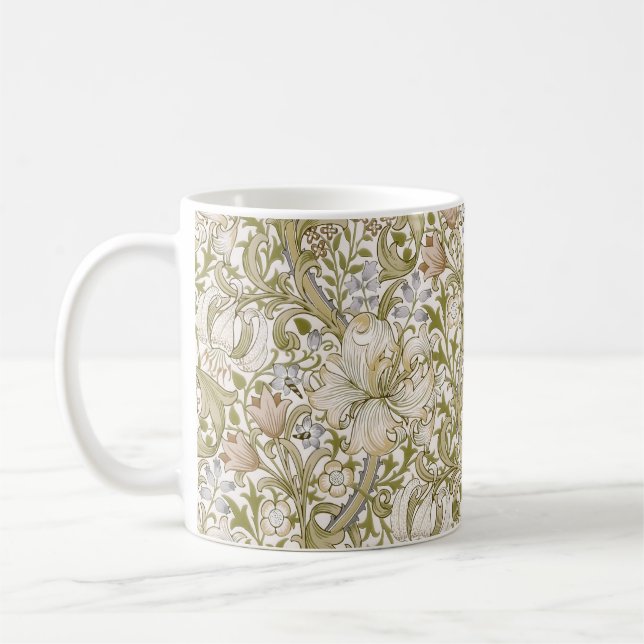 Mug William Morris Jardin Fleur de Lys Classique Doré (Gauche)