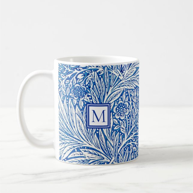 Mug William Morris Marigold Monogramme bleu (Gauche)