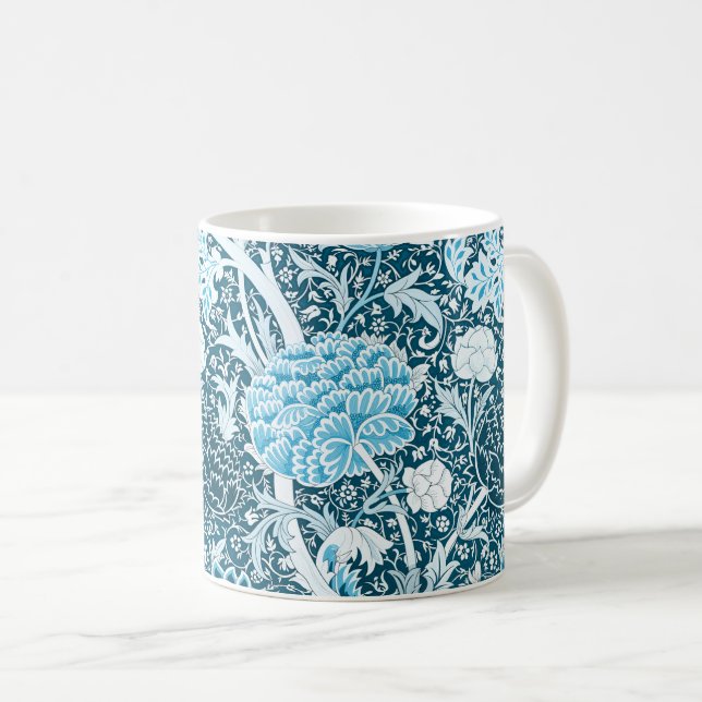 Mug William Morris motif floral bleu Préraphaélites (Devant droit)