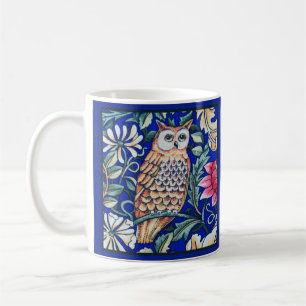 Mug William Morris Owl Tapestry, Beige et Cobalt Blue