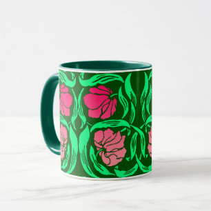 Mug William Morris Pimpernel, Coral Pink et Green