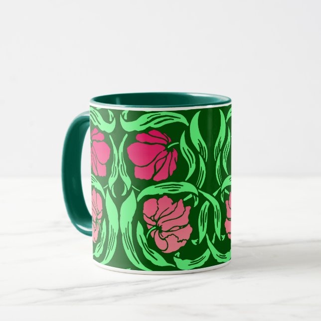 Mug William Morris Pimpernel, Coral Pink et Green (Devant gauche)