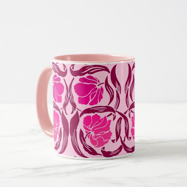 Mug William Morris Pimpernel, Fuchsia & Rose Clair  (Devant gauche)