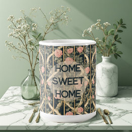 Mug William Morris Pink Roses Trellis Home Sweet Home