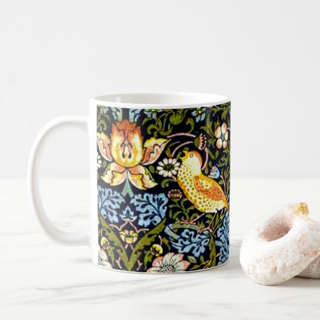 Mug William Morris, Strawberry Thief, (Avec donut)