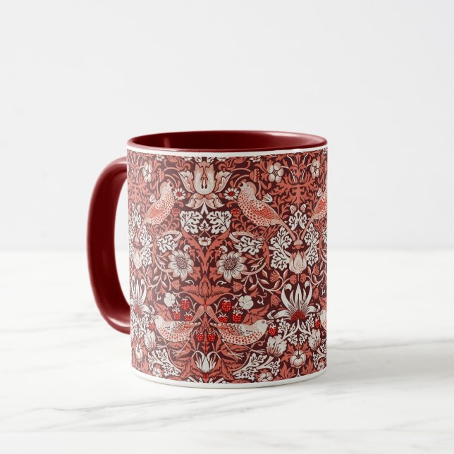 Mug William Morris Strawberry Thief Oiseau en Terracot (Devant gauche)