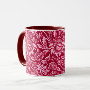 Mug William Morris Sunflowers, Bourgogne et rose