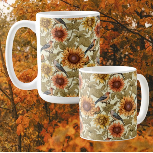 Mug William Morris Tournesols d'automne Oiseaux Automn (Perfect for warm autumn drinks!)