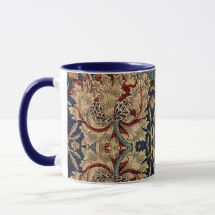 Mug William Morris Vintage motif floral rouge bleu