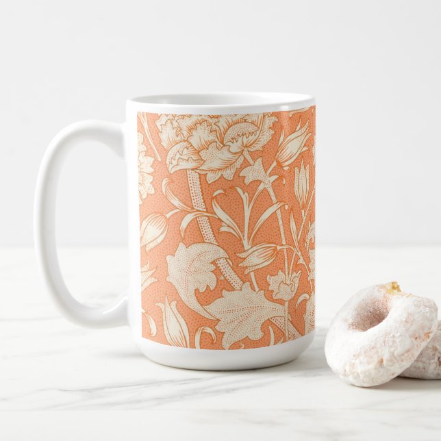 Mug William Morris Wild Tulip célèbre motif (Avec donut)