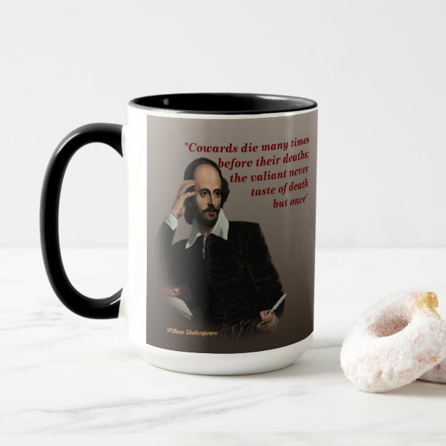 Mug William Shakespeare Citation Sur Les Cowards Et La (Avec donut)