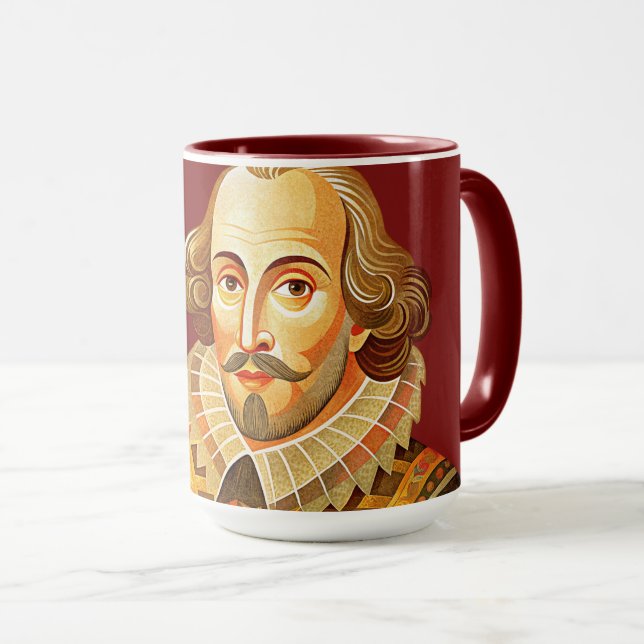 Mug William Shakespeare illustration de portrait de To (Devant droit)