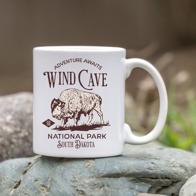 Mug Wind Cave Wilderness Vintage Bison Print (Créateur téléchargé)