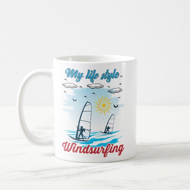 Mug Windsurf Est Mon Style De Verre Frosted Café (Gauche)