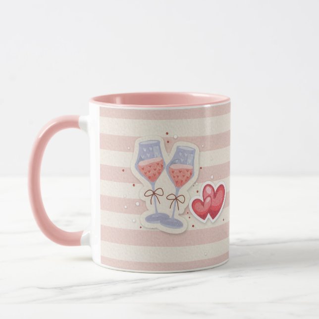 Mug Wine Glass & Heart Pattern – Cute Pastel Love Illu (Gauche)